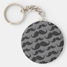 Motif drôle à la mode noir et gris de moustache porte-clé