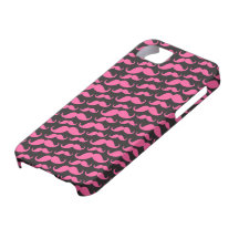 Motif drôle à la mode noir rose lumineux de mousta iPhone 5 case