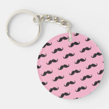 Motif drôle de noir de rose de moustache porte-clés