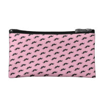 Motif drôle de noir de rose de moustache trousse de maquillage