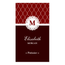 Motif élégant de dentelle de Patissier Brown Modèle De Carte De Visite