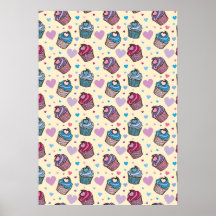 Motif en pastel de coeur de petit gâteau posters