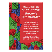 Motif - fête d'anniversaire de blocs constitutifs  invitations