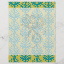 motif fleuri bleu et vert de fleur de damassé prospectus personnalisés