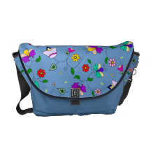 Motif fleuri coloré - bleu sacoche