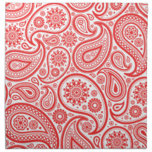 Motif floral blanc rouge de Paisley Serviettes Imprimées
