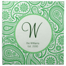 Motif floral blanc vert serviette en tissu
