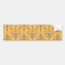 Motif floral de damassé grise orange vintage éléga autocollant pour voiture