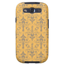 Motif floral de damassé grise orange vintage éléga étui samsung galaxy s3