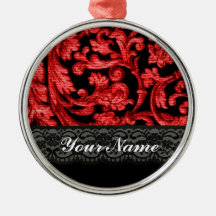 Motif floral de dentelle noire et rouge décoration de noël