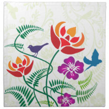 Motif floral de nature d'oiseau serviettes imprimées