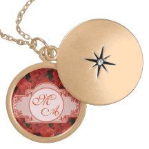 Motif floral de roses rouges personnalisable avec  médaillons