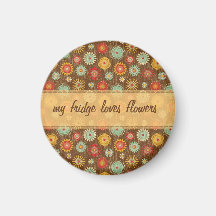Motif floral de tons vintages aimants pour réfrigérateur