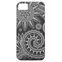 Motif floral noir et gris abstrait étui iPhone 5