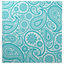 Motif floral turquoise de monogramme de Paisley Serviette Imprimée