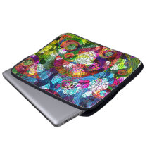 Motif floral vintage romantique coloré de collage housse ordinateur portable