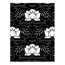 Motif foncé de nénuphar carte postale