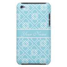 Motif géométrique de diamant de monogramme d'Aqua Coque Barely There iPod