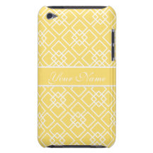 Motif géométrique de diamant de monogramme jaune étui barely there iPod