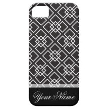 Motif géométrique de monogramme blanc noir coque Case-Mate iPhone 5