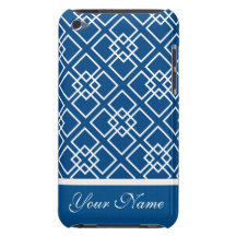 Motif géométrique de monogramme de bleu marine coque iPod Case-Mate 