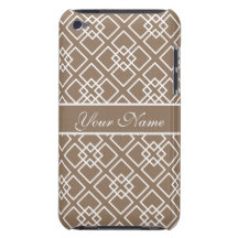 Motif géométrique de monogramme de Brown de café Étui Barely There iPod