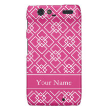 Motif géométrique de monogramme rose de Fushia Coques Droid RAZR
