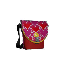 Motif géométrique rouge pourpre de monogramme mode sacoches