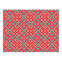 Motif géométrique turquoise rose cartes postales
