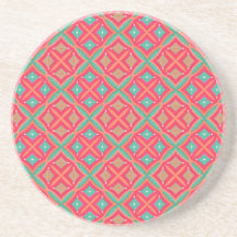 Motif géométrique turquoise rose dessous de verre