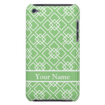 Motif géométrique vert de monogramme coque iPod touch 