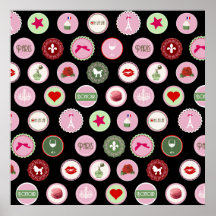 Motif girly d'amour rose de Paris Affiche