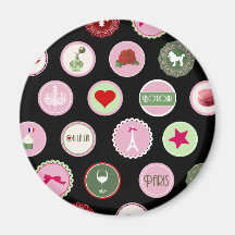 Motif girly d'amour rose de Paris Aimants
