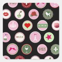 Motif girly d'amour rose de Paris Autocollants