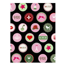 Motif girly d'amour rose de Paris Carte Postale