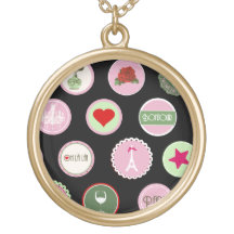 Motif girly d'amour rose de Paris Pendentif