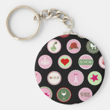 Motif girly d'amour rose de Paris Porte-clefs