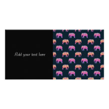 Motif Girly mignon d'éléphants floraux Photocarte Customisée