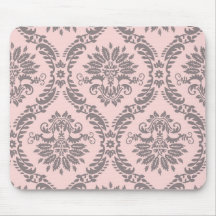 motif gris et rose de damassé tapis de souris
