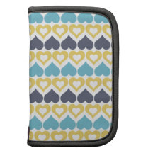 Motif jaune bleu de coeur agendas folio