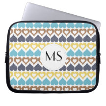 Motif jaune bleu de coeur housses ordinateur