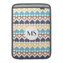 Motif jaune bleu de coeur poche pour macbook air
