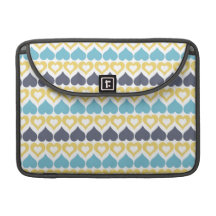 Motif jaune bleu de coeur poche pour macbook pro