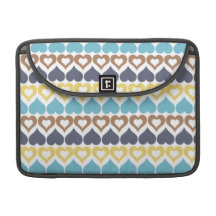 Motif jaune bleu de coeur poches pour macbook