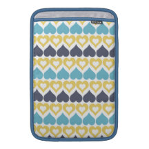 Motif jaune bleu de coeur poches pour macbook air