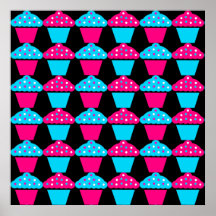 Motif lumineux de petit gâteau de bleu et de roses posters