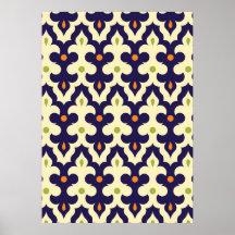 Motif marocain d'arabesque de Paisley de damassé g Posters