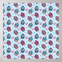 Motif mignon de coeur de petit gâteau affiches