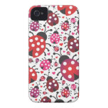 Motif mignon de coeur de point de polka de coccine coque iPhone 4
