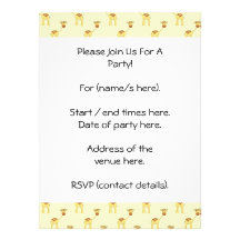 Motif mignon de girafe sur le jaune invitation